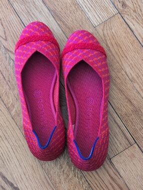 Rothy's Pink and Orange Knit Ballet Flats